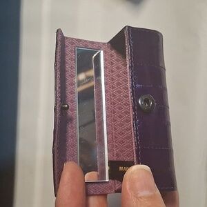 Vintage Eel Skin Lipstick Case Blue With mirror Purple